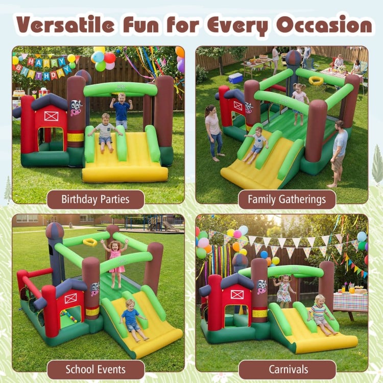 6-in-1 Inflatable Bounce House with Double Slides without Blower