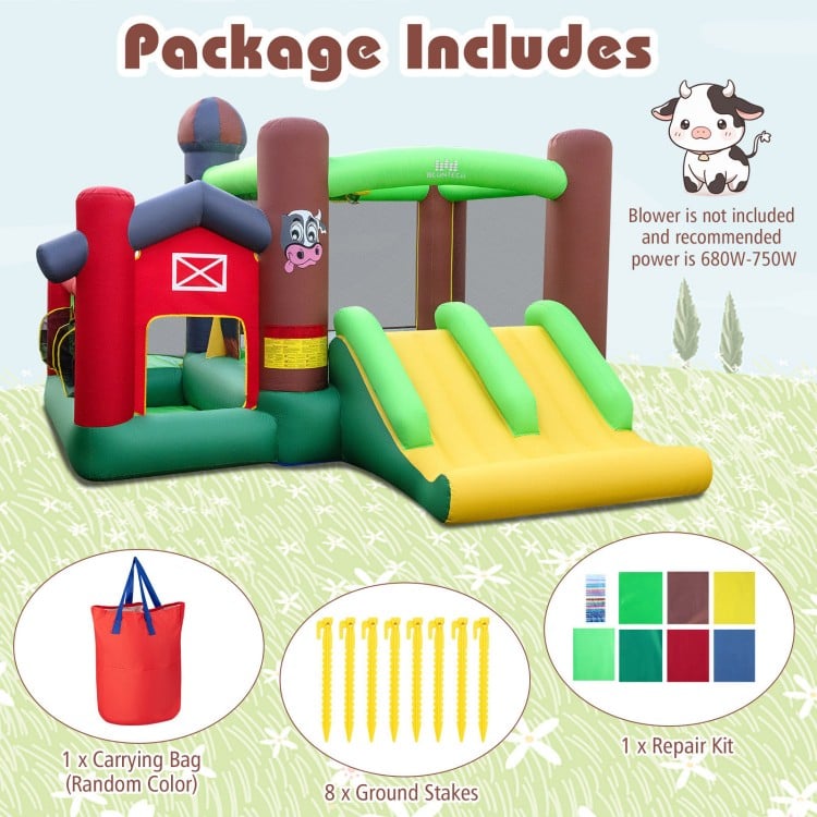 6-in-1 Inflatable Bounce House with Double Slides without Blower