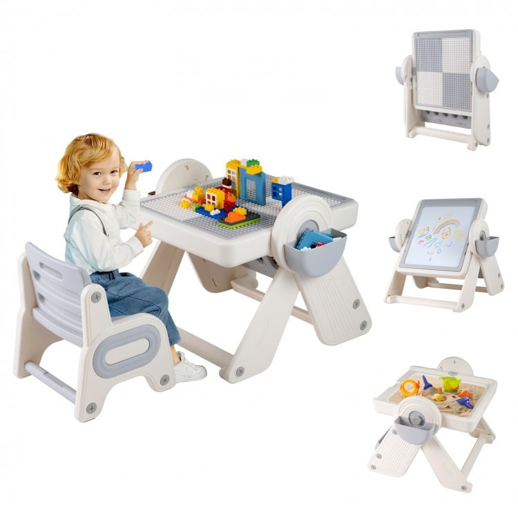 6-in-1 Multi-activity Children Table and Chair Set Folding Art Easel Set
