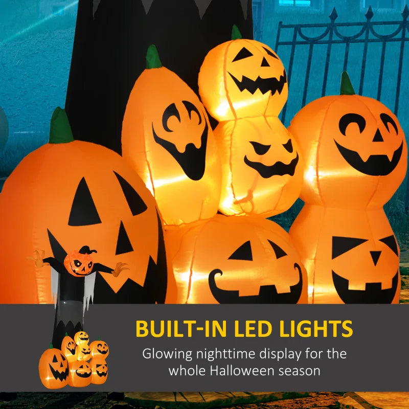 Outsunny 8ft Halloween Inflatable Pumpkin Head Ghost in a Hat – LED Lighted Outdoor Decoration 