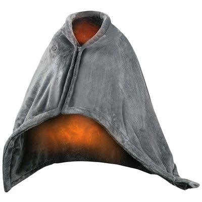 USB Heated Blanket Electric Heated Blanket Heated Poncho Shawl Wrap Throw with Zipper Washable for Home Office 59*31in 