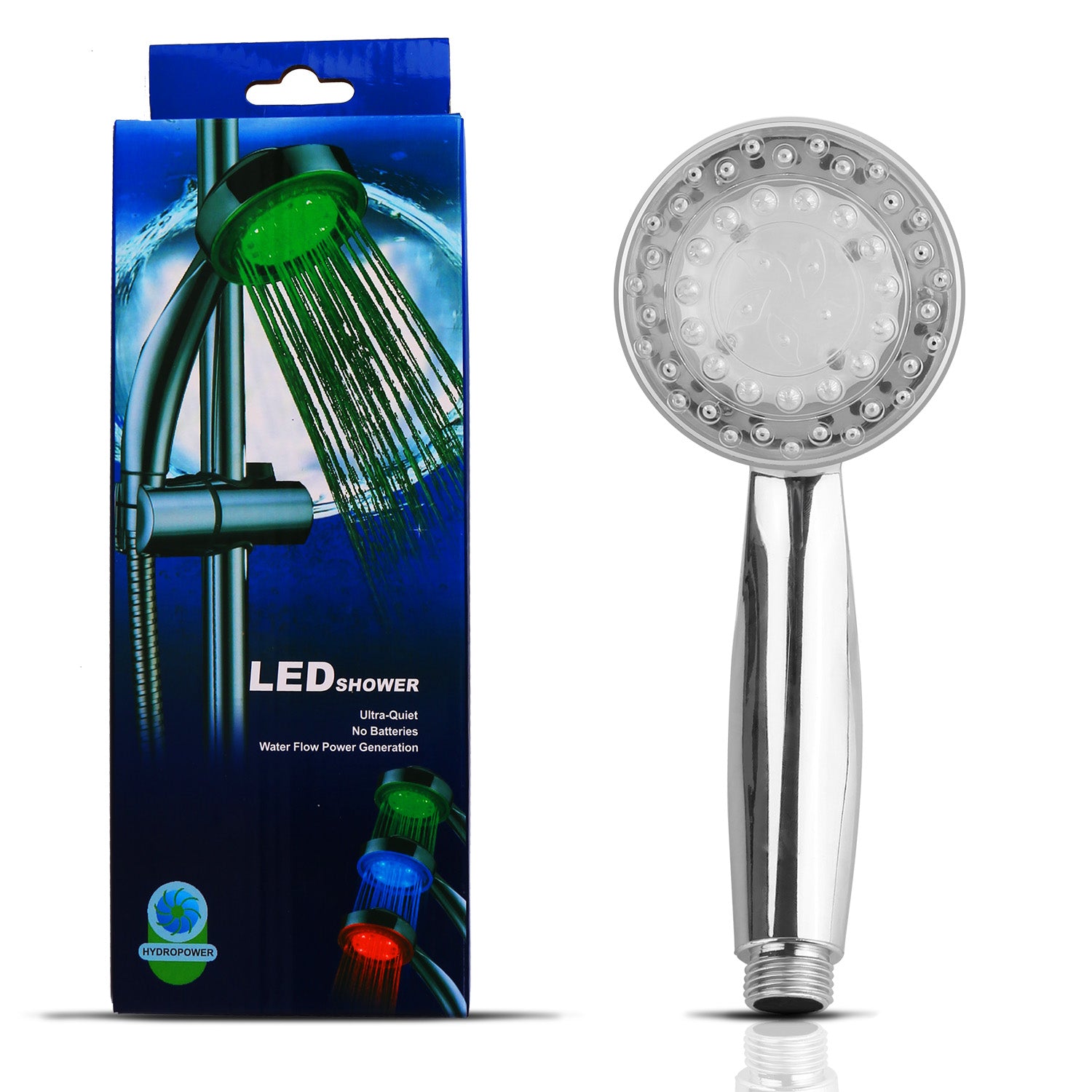 iMounTEK LED Shower Head Handheld Color-Changing Automatically Hydropower without Batteries