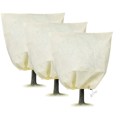 3Pcs Winter Plant Cover Bags with Drawstring 32.67x43.3in Plant Freeze Protector Reusable Non-Woven Plant Frost Blanket for Outdoor Garden Plants 