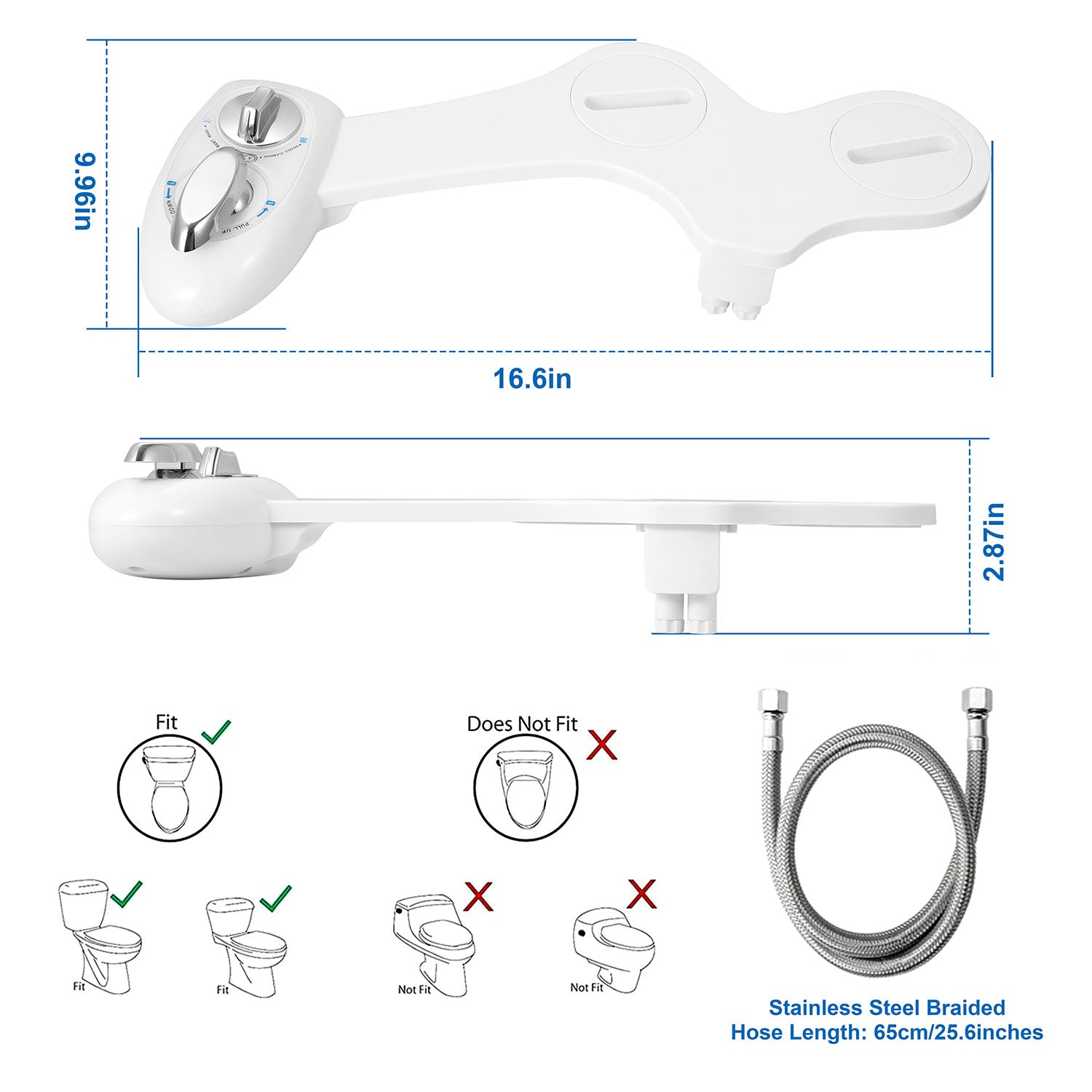 Cold Water Spray Bidet Self-Cleaning Dual Nozzle Bidet/Feminine Wash Non-Electric Mechanical Toilet Seat Cover