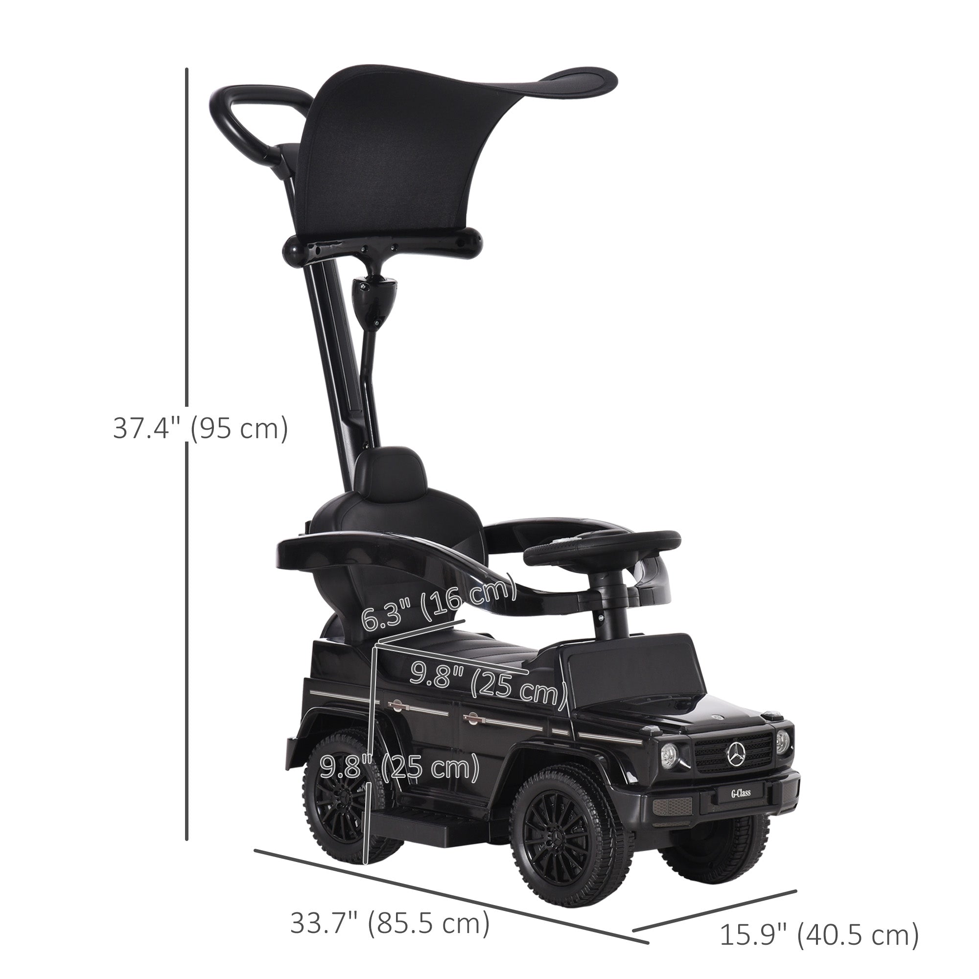 Aosom Mercedes-Benz G350 Push Car Sliding Car Walker Push-Along with Horn Steering Wheel NO POWER Manual Under Seat Storage Design 