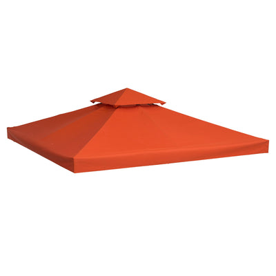 Outsunny 9.84' x 9.84' Square Gazebo Canopy Replacement Rust Red 2-Tier Top Cover for Outdoor Garden Sun Shade 