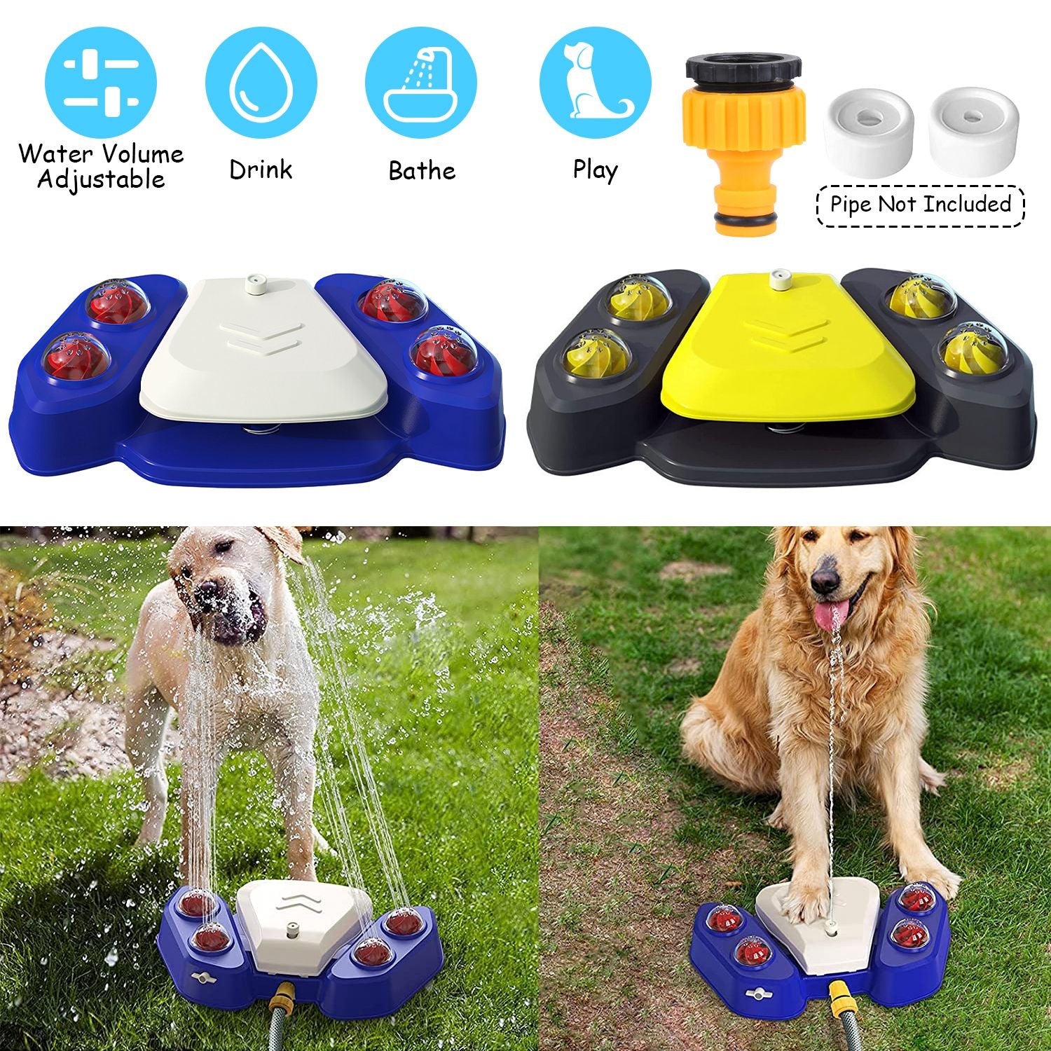 Dog Water Fountain Multifunctional Automatic Pet Water Dispenser Outdoor Step-on Activated Sprinkler for Drinking Shower Fun 