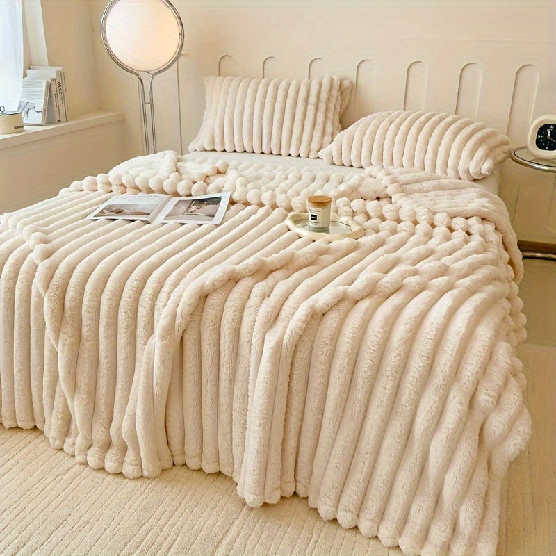 Soft Faux Rabbit Fur Luxurious Throw Blanket - Warm, Cozy 