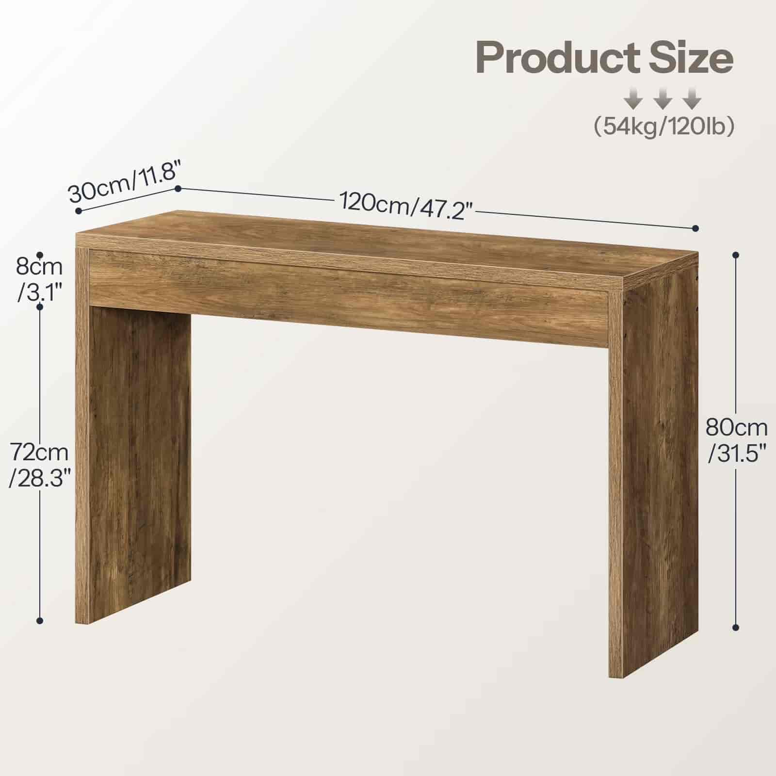 HOOBRO Farmhouse Console Table, 47.2" Entryway Sofa Table with Metal Frame, Brown