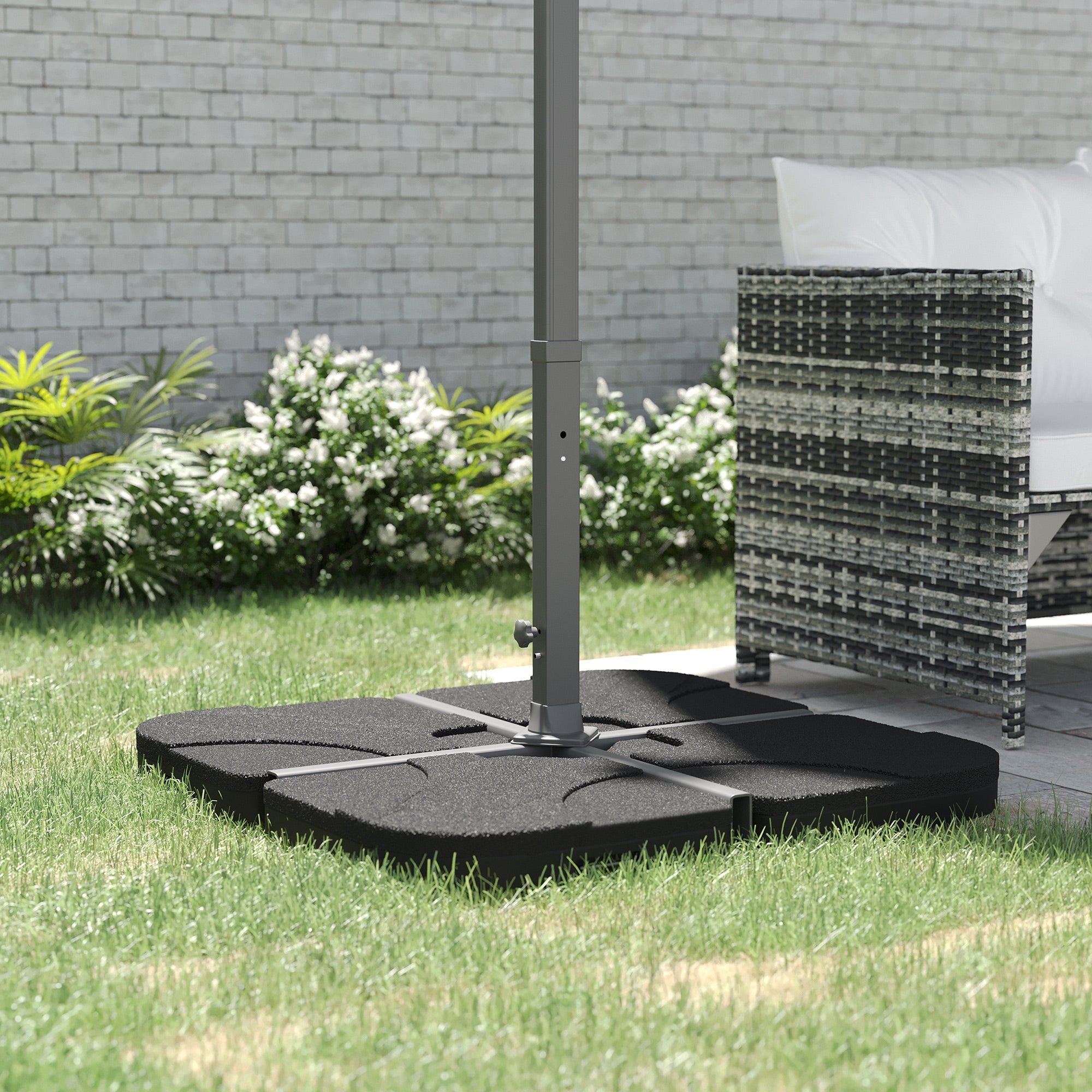 Outsunny 4pc Portable Umbrella Base Weights Garden Parasol Base Outdoor Patio Umbrella Stand Holder Weights, Black 