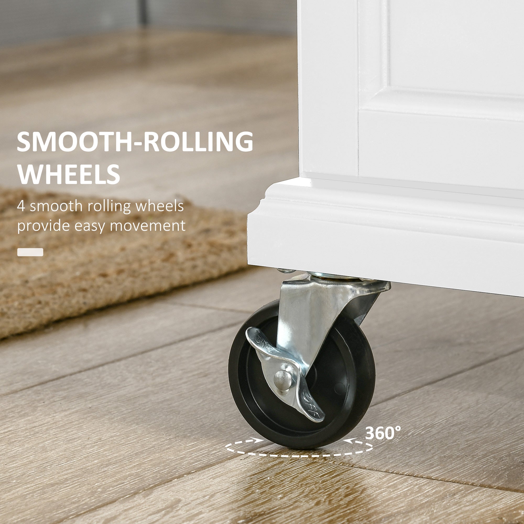 HOMCOM Kitchen Mobility: Rolling Serving Cart with Stainless Steel Top and Wheels, White Finish 