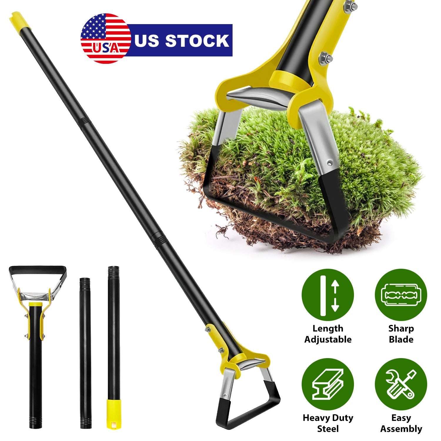 46.06in Adjustable Garden Hoe Handheld Stirrup Hula Hoe Scuffle Loop Hoe Gardening Weeder Cultivator Weeding Rake for Weeding/Loosening Soil