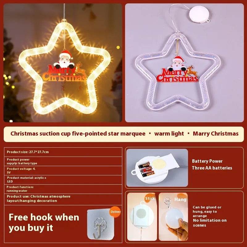Christmas Pendant Decoration Christmas Atmosphere Led Lights Led Christmas Star Light Decoration For Window Door For Holiday 