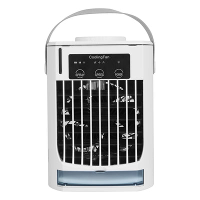Portable Air Conditioner Fan Evaporative Humidifier 3 Speed Spray Personal Cold Mist Air Cooler Desk Table Fan Water Tank Night Light Adjustable Angel 