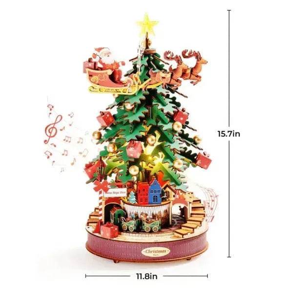 3D Puzzles For Adults, Wooden Music Box Christmas Melody Tree, 3D Model Building Kits, Christmas Birthday Gifts DIY Crafts 