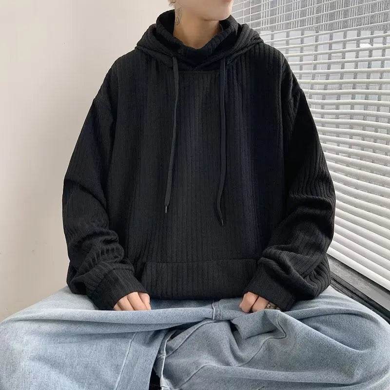 American Oversized Drawstring Turtleneck Hoodie Sweatshirt Men 