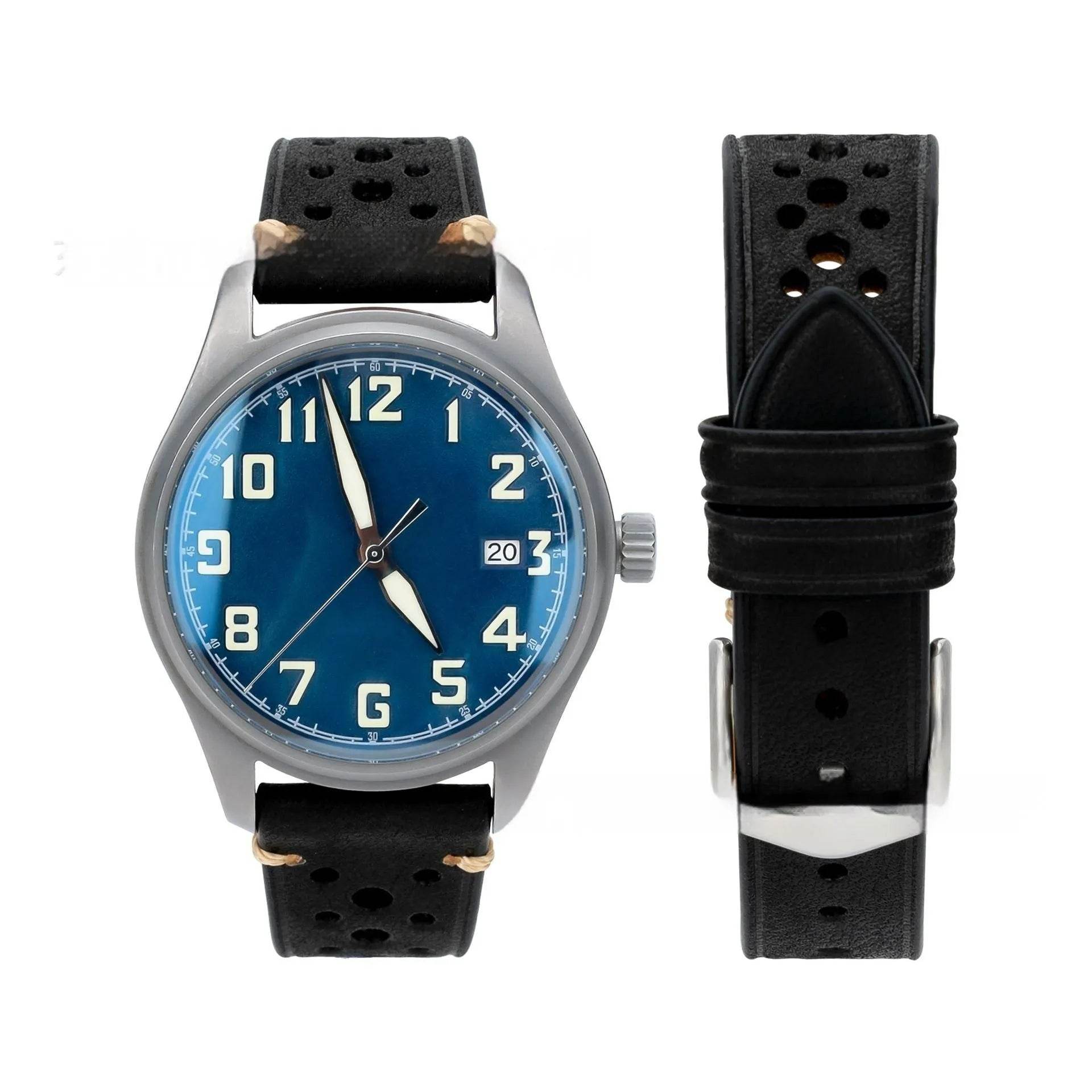 20mm Watch First Layer Cow Leather Watch Strap Retro Comfort 