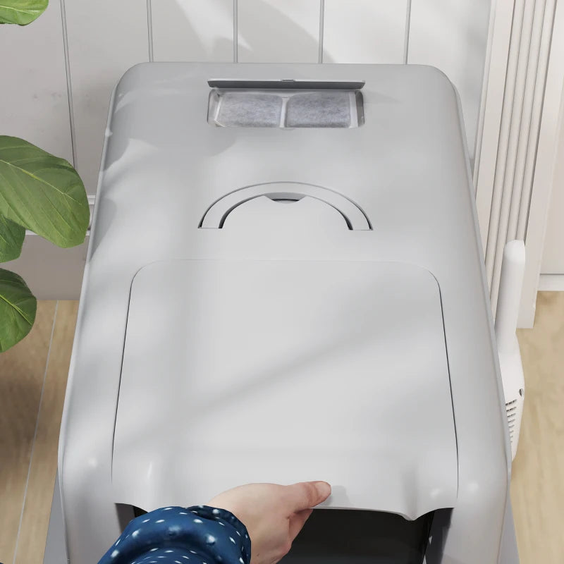 Stainless Steel Cat Litter Box w/ Removable Lid & Scoop, for Small to Large Cats, Easy to Clean, Grey