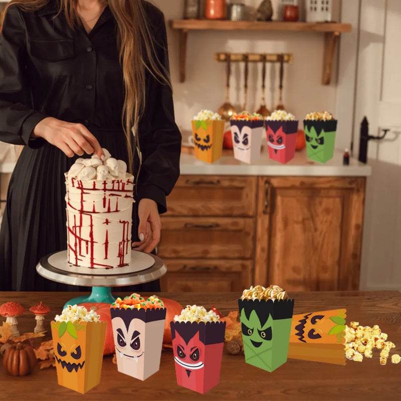 12 Pieces Halloween Popcorn Box Halloween Party Favor Snack Treat Boxes Candy Cookie Container Decorations Gifts For Popcorn Sales Halloween Party Favor Supplies 