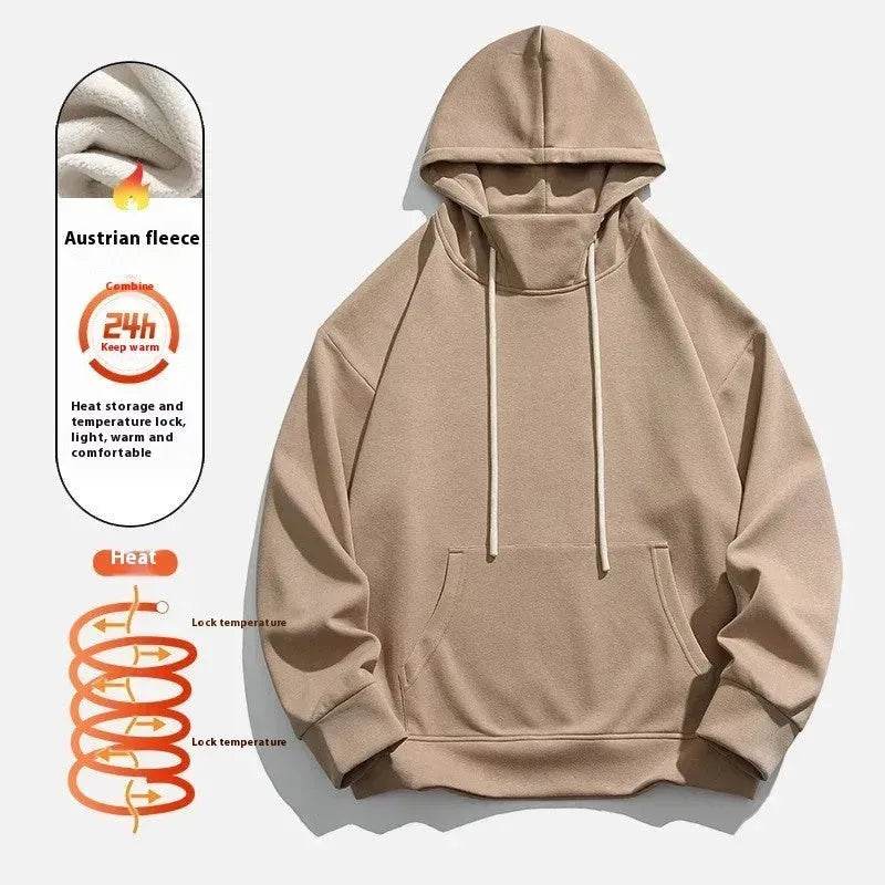 American Fleece Lined Drawstring Hoodie Sweatshirt Pullover for Men 