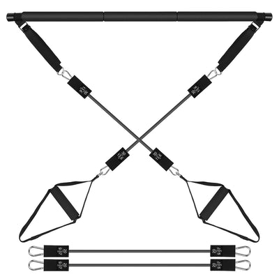 Pilates Bar Kit with 100LBS Resistance Bands Multifunctional Pilates Yoga Toning Bar Full Body Exercise Equipment Set for Beginners Intermediates Prof 