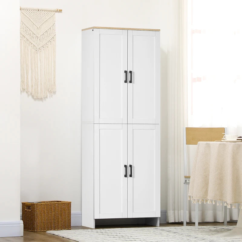 67" 4-Door Kitchen Pantry Cabinet, Freestanding Storage Cabinet Cupboard with Adjustable Shelves, White