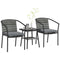 Outdoor Bistro Set, 3 Piece Wicker Patio Furniture Set with Armchairs, 2-Tier Glass Table, Cushions, Dark Grey