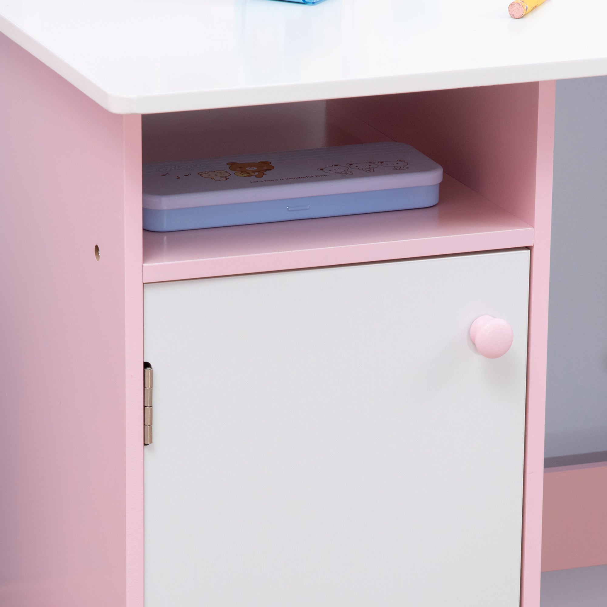 Qaba Kids Table Chair Set with Whiteboard 2 Pieces Toddler Multi-usage Furniture Ideal for Arts 