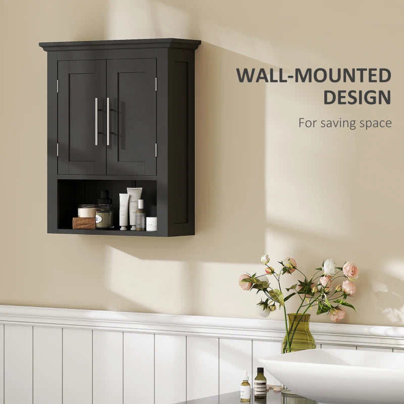 Bathroom Wall Cabinet, Medicine Cabinet, Toilet Storage Cabinet with Shelf for Living Room and Entryway, Black