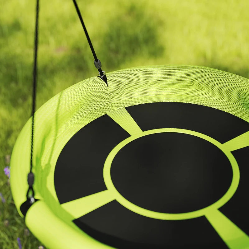 Qaba 100cm Diameter Nest Seat for Kids with Height Adjustable Hanging Ropes for Outdoor, Playground, Garden, Green
