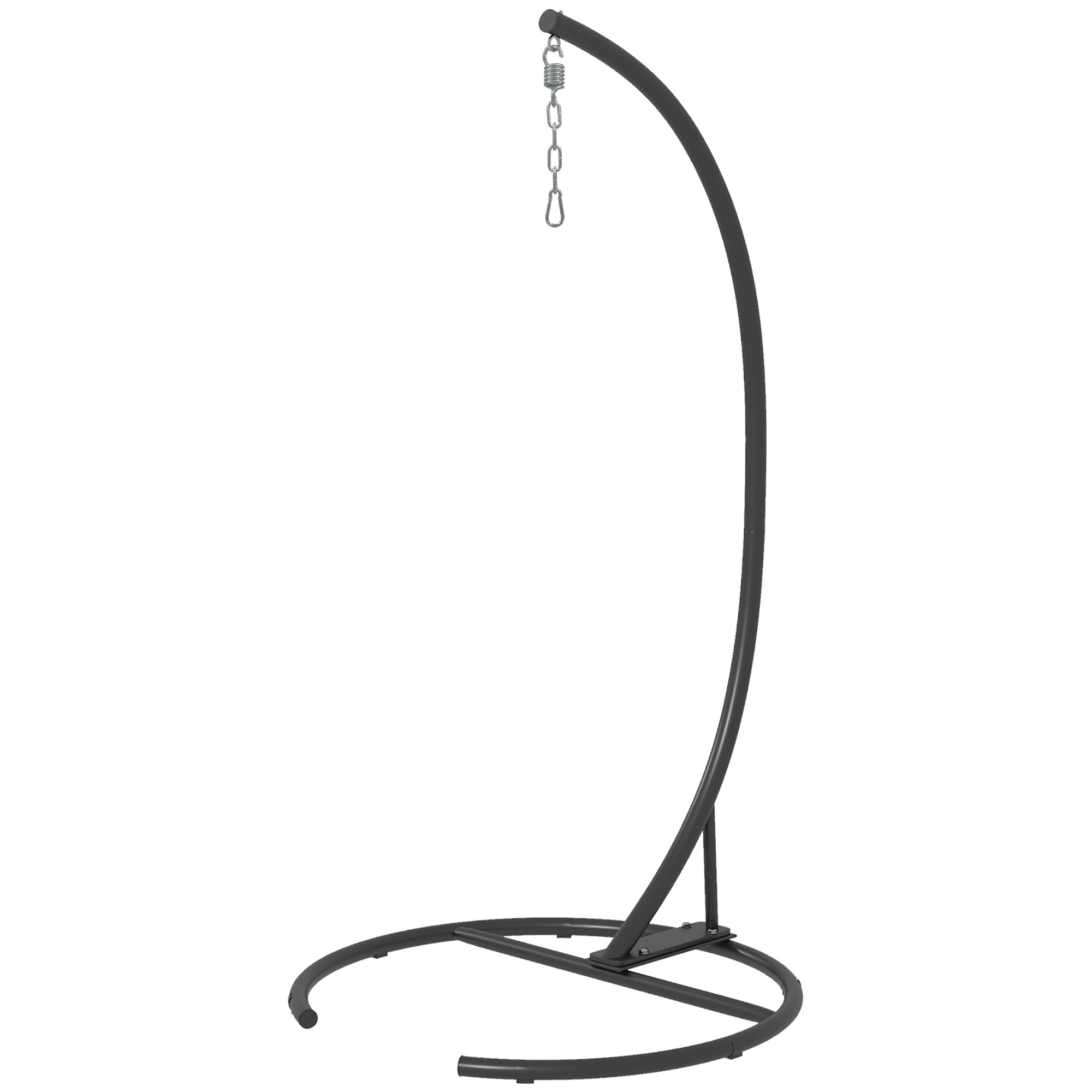 Outsunny Hanging Hammock Chair Stand with Round Base, Heavy Duty Hammock Stand Only with 330 lbs. Capacity, Black 