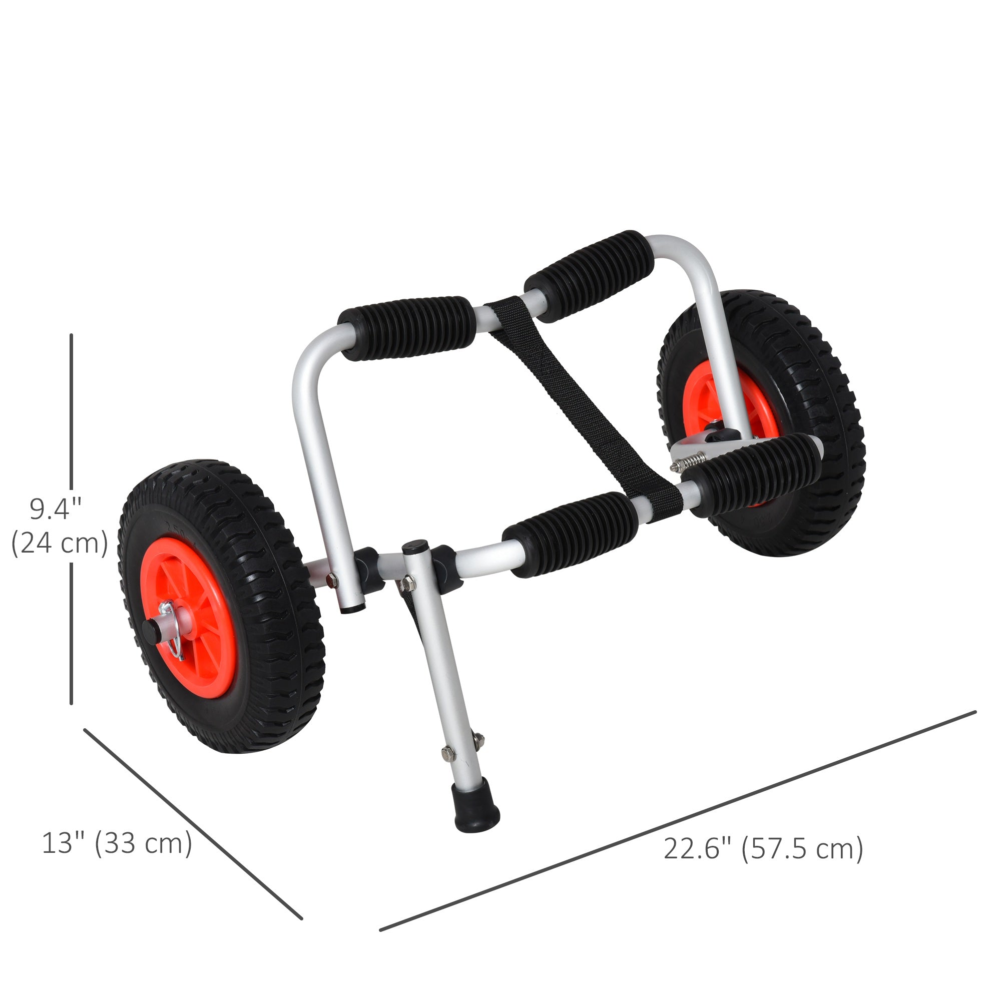 Soozier Kayak Cart Dolly with Flat-Free Wheels and Aluminum Frame for Kayaks, Canoes, Paddleboards, Folding Design, Silver 