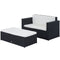 Aosom Rattan Loveseat and Ottoman Set - 2pc Wicker Sofa Table Set with Cushions for Outdoor Patio Furniture