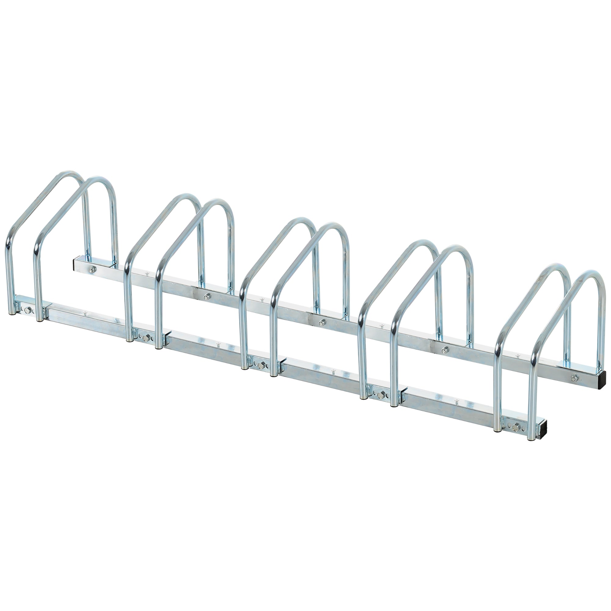 Soozier Cycle Park Deluxe Rack: 5-Bike Floor Parking Rack, Bicycle Storage Stand for Garage Organizer Silver 
