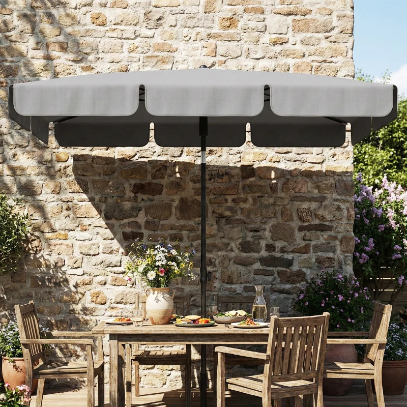 6' x 4' Patio Umbrella with Tilt, Rectangular Outdoor Umbrella for Garden, Grey