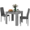 HOMCOM 2-Person Dining Set Square Faux Cement Table PU Leather Chairs Compact Kitchen Furniture for Small Spaces