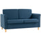 HOMCOM 2-Seat Sofa Two-Seater Couch with Armrests and Wood Legs for Living Room, Bedroom, Blue