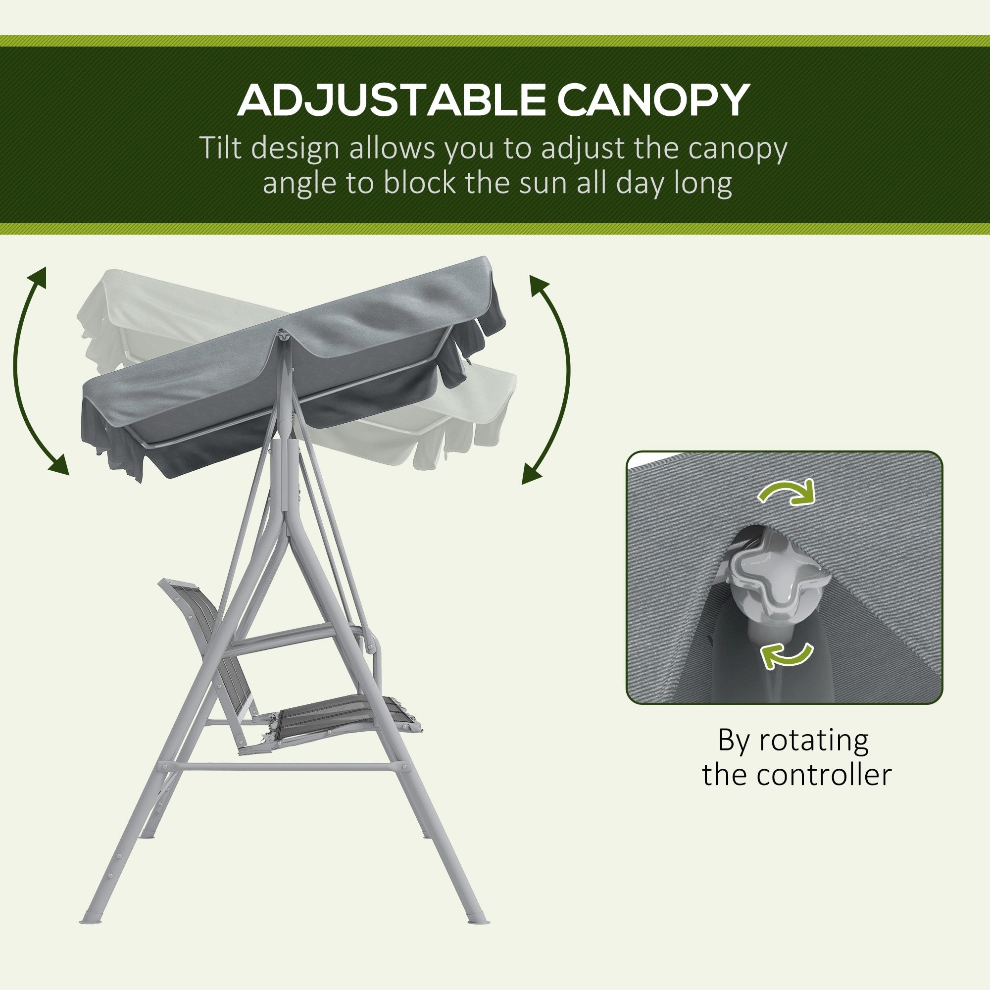 Outsunny Light Grey 3-Seater Patio Swing Chair: Outdoor Garden Hammock Glider with A-Frame, Canopy, Porch Swing Comfort 