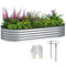 6' x 3' x 1' Large Outdoor Planter Box, Galvanized Raised Garden Bed with Metal Plant Stake, Silver