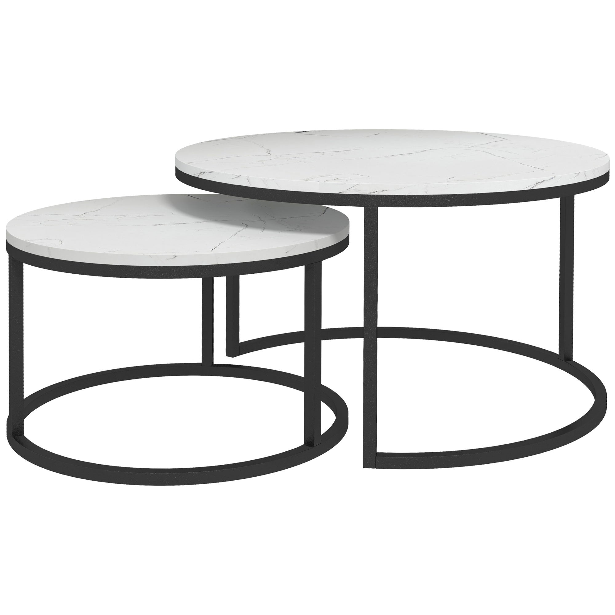 Homcom Metal Nesting Side Tables: Modern Set of 2 for Living Room, Bedroom or Office Space 