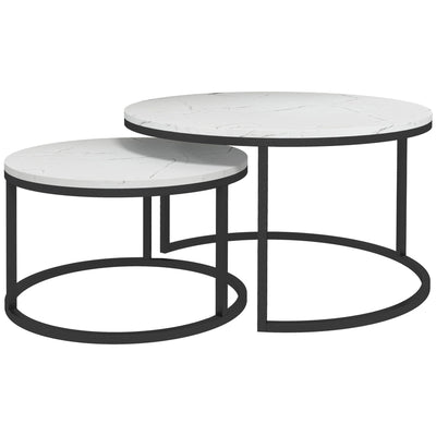 Homcom Metal Nesting Side Tables: Modern Set of 2 for Living Room, Bedroom or Office Space 