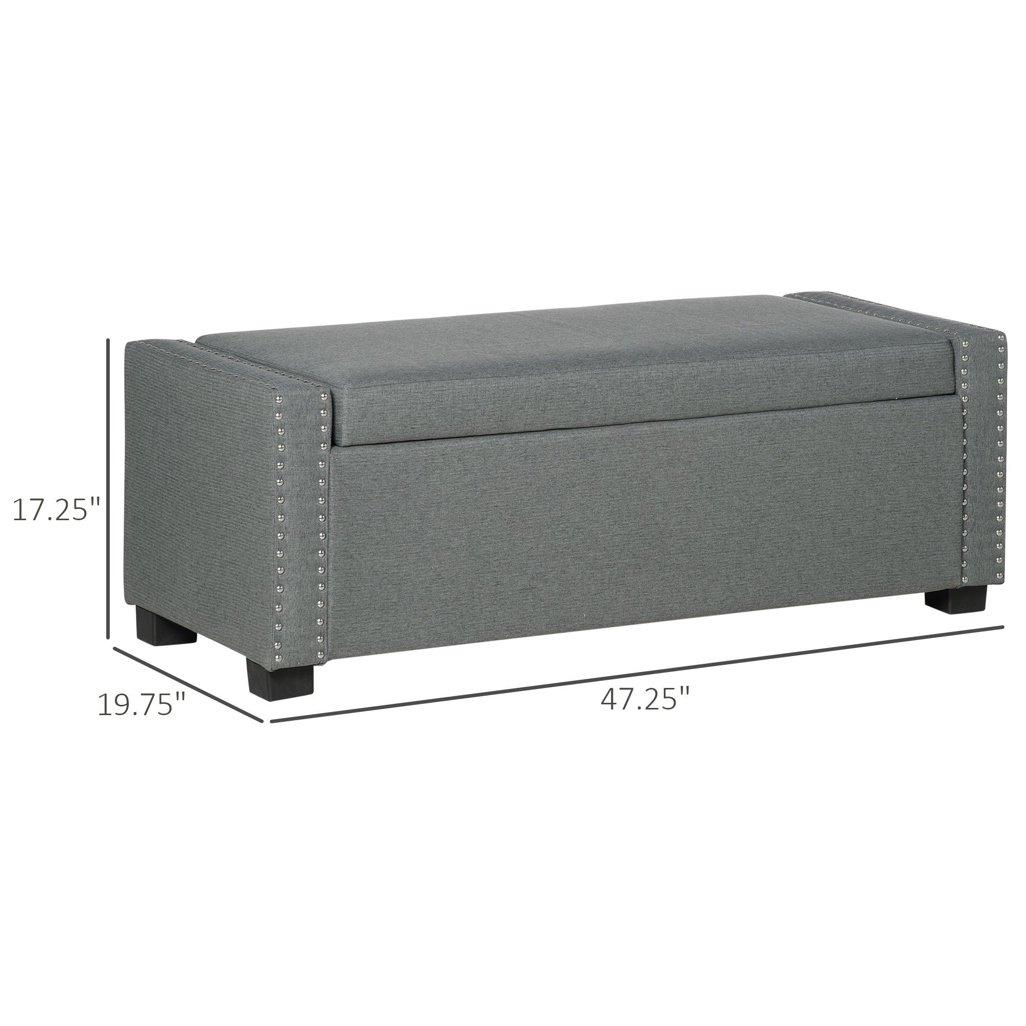 HOMCOM Fabric Flip-Top Bench: Upholstered Storage Ottoman for Versatile Use, Light Grey 