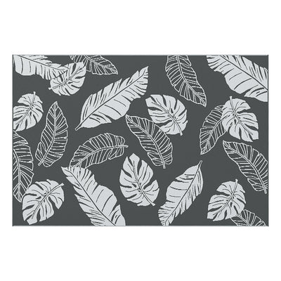 Outsunny Reversible Outdoor RV Rug, Patio Floor Mat, 6' x 9' Plastic Rug for Backyard, Deck, Beach, Camping, Grey and White 