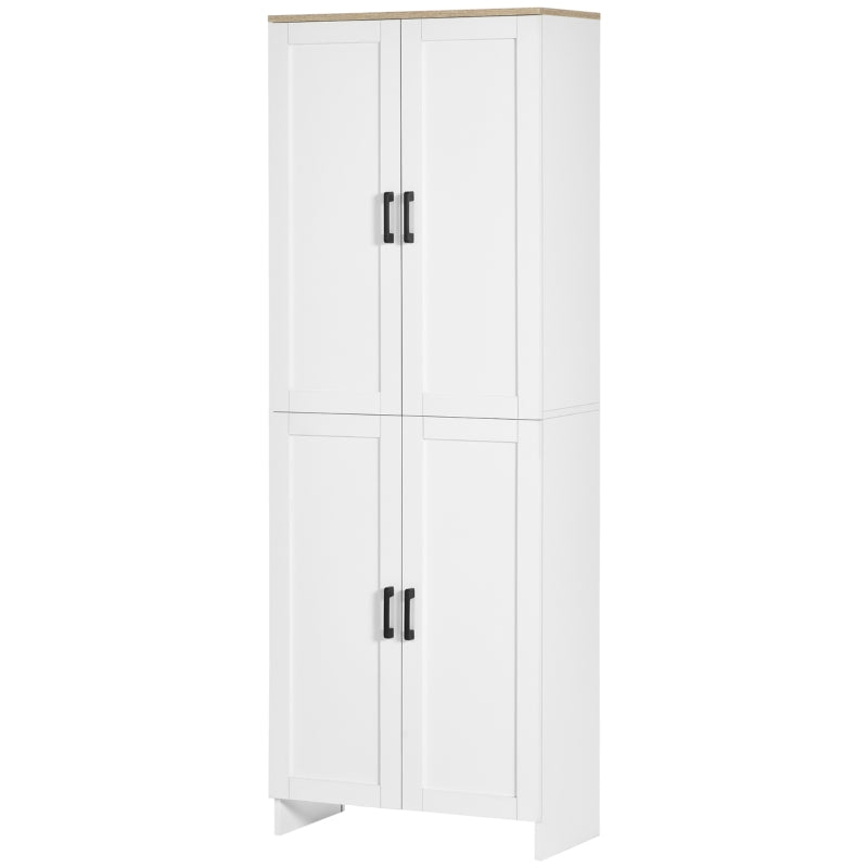 67" 4-Door Kitchen Pantry Cabinet, Freestanding Storage Cabinet Cupboard with Adjustable Shelves, White