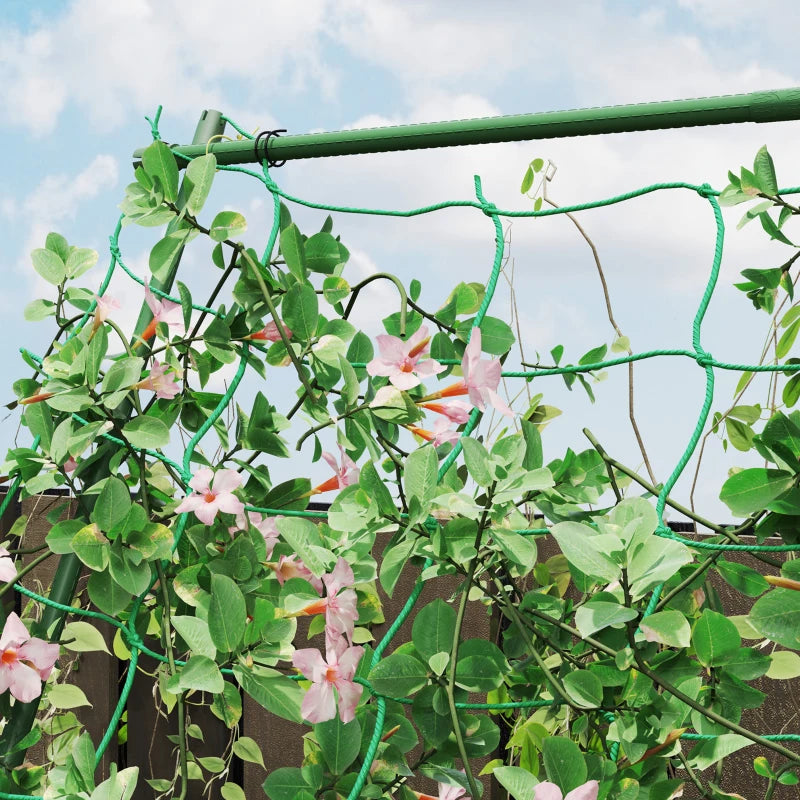 Cucumber Trellis for Climbing Plants, Adjustable A-Frame Garden Trellis with Climbing Net, 20 Metal Clips, 4 Net Straps