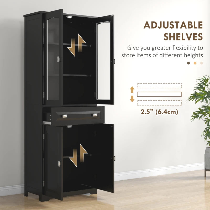 63" 4-Door Kitchen Pantry Cabinet, Freestanding Storage Cabinet Cupboard with Adjustable Shelves, Black