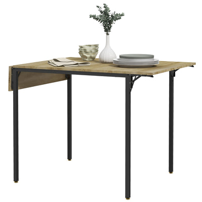HOMCOM Drop Leaf Folding Extendable Dining Table Small Space Kitchen 2 to 4 People Natural Wood 