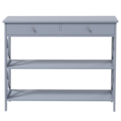 HOMCOM Modern Console Table: Entryway Table with Drawers & Shelves for Living Room/Hallway, Grey 