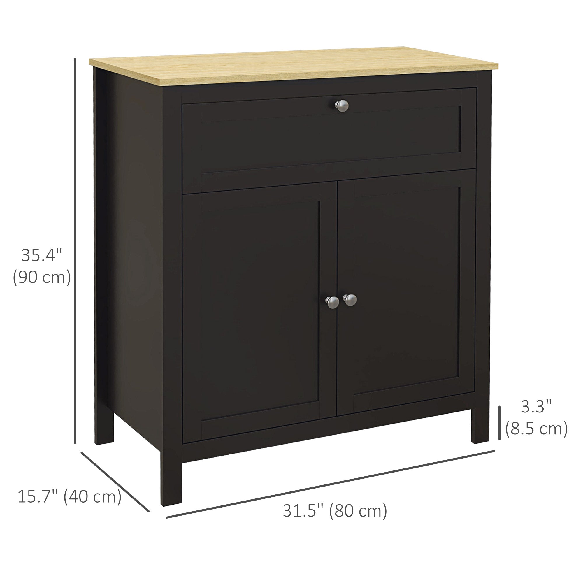 HOMCOM Buffet Server Cabinet Buffet Table Drawer Double Door Cupboard Adjustable Shelf Living Room Entryway Black 