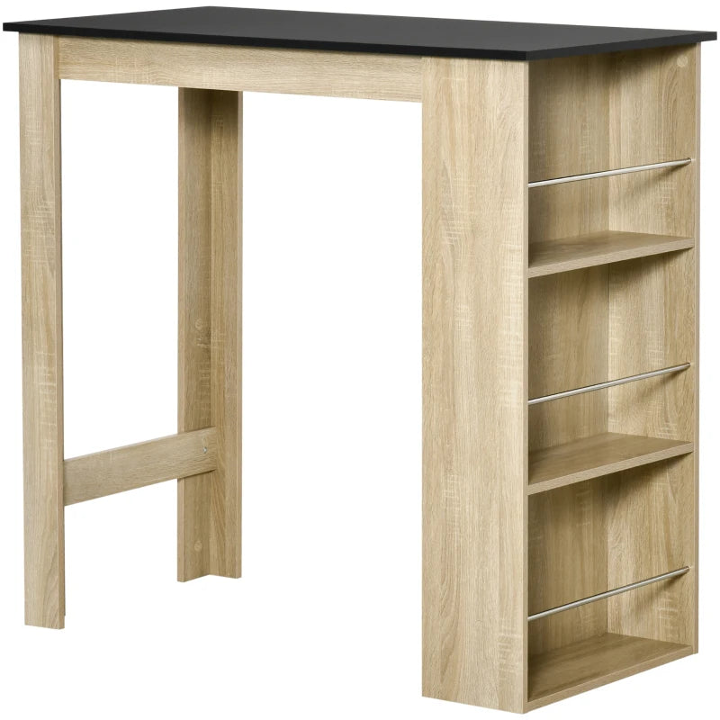 Bar Table Counter Height Dining Table with 3 Storage Shelves for Kitchen, Dining Room, Living Room, Natural